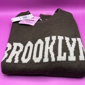 Olive Green sweater with Brooklyn Print